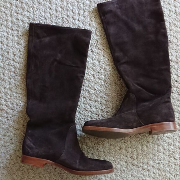 SERGIO ROSSI brown Suede below the knee boots size 7 - Picture 1 of 12